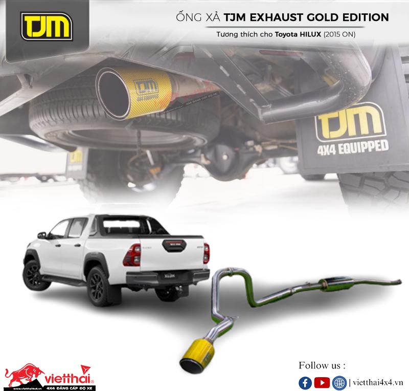 PÔ ĐƠN TJM EXHAUST – GOLD CARBON TAIL CHO XE TOYOTA HILUX 2015+